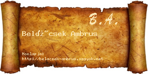 Belácsek Ambrus névjegykártya